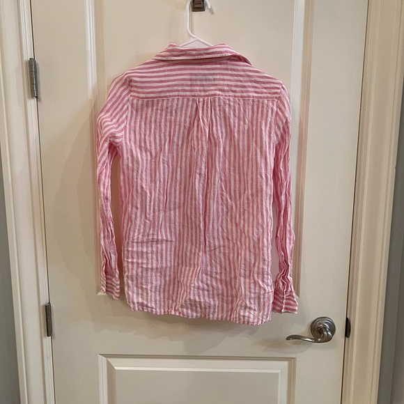 Pink linen striped button down shirt - Picture 5 of 6